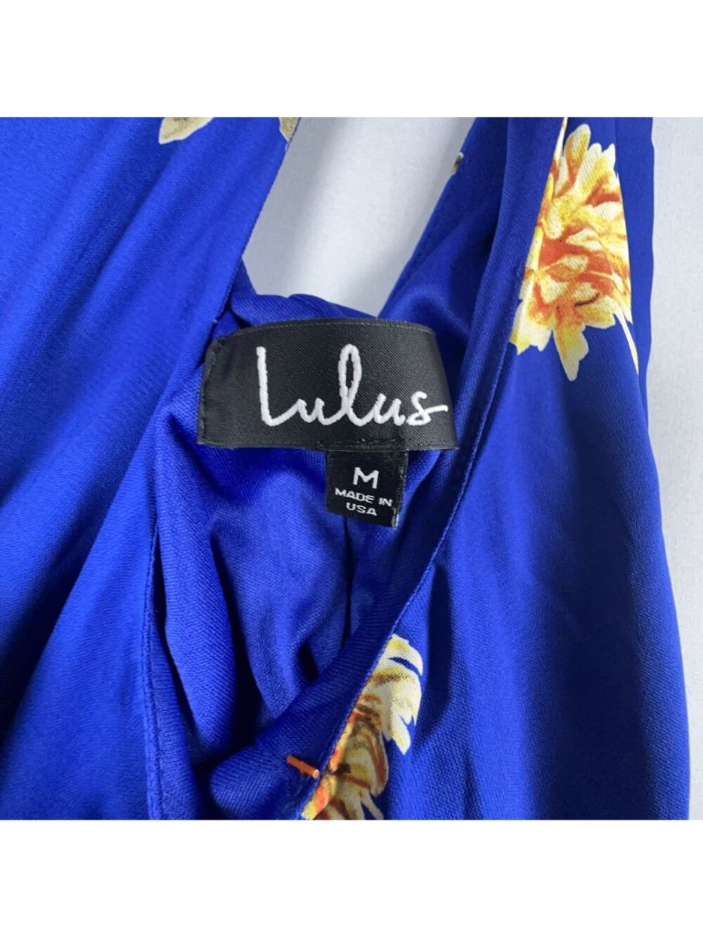 Lulus Swing Dress Size Medium Royal Blue Floral Print Sleeveless V-Neck Keyhole - Picture 10 of 14